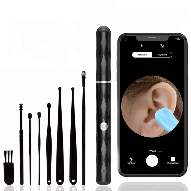 Christmas Gift Ear Wax Removal Camera, Ear Cleaner 1296P HD Camera, Ear Cleaning Kit with 8pcs Ear Set, Wireless WiFi Otoscope with 6 Lights, Rechargeable Earwax Removal Tool Kit for Adult & Kid Christmas Presents