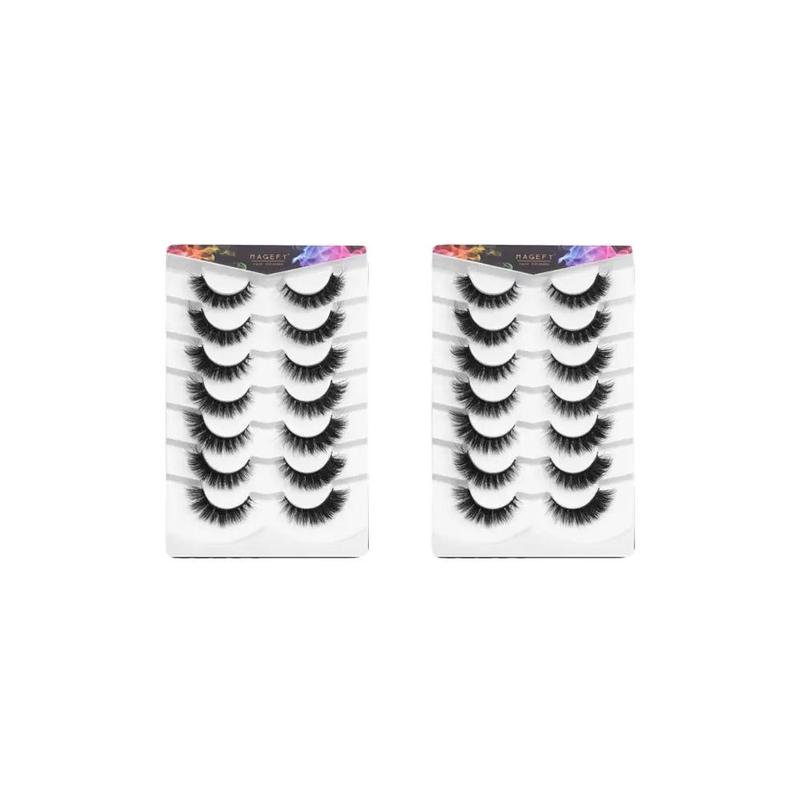 MAANGE Fluffy False Eyelashes, 1 2 Boxes Wispy Cat Eye Look Faux Cluster Lashes, Natural Curling Eye Makeup Strip Lashes, Eyelash Extension Cosmetic Kit, Christmas Gift