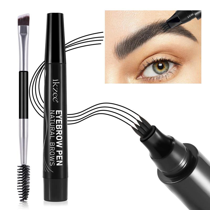 Long Lasting Eyebrow Pencil, Waterproof Eyebrow Pen & Double-ended Brow Styling Brush, Professional Eye Brow Makeup Tool