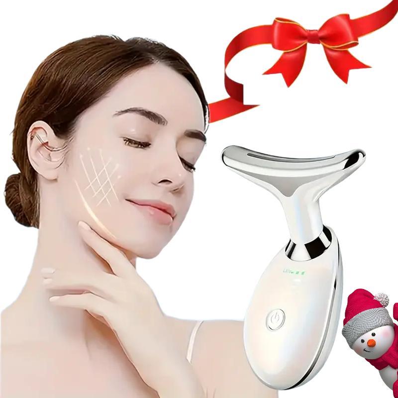 USB Rechargeable Facial & Neck Massager, 3 Color Light Facial Skin Care Tool, Professional Facial Beauty Instrument for Women & Girls