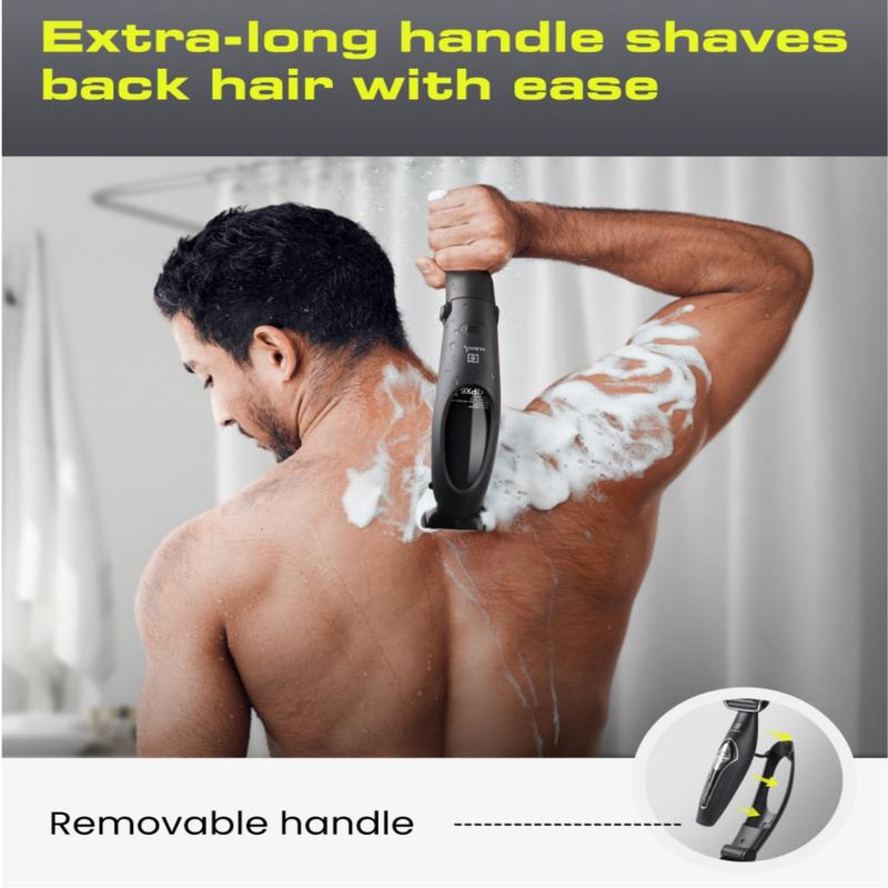 Back Shavers for Men Long Handle, Multifunctional Self-Service Electric Back Hair Razor with Detachable Handle, Trimmer for Men with Back Attachment for Wet and Dry Use