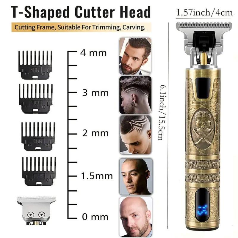 Electric Hair Trimmer with LED Display, USB Rechargeable Hair Clipper with Limit Combs, Professional Hair Trimmer for Men, Barber, Stylist, Barbershop, Salon, Christmas Gift