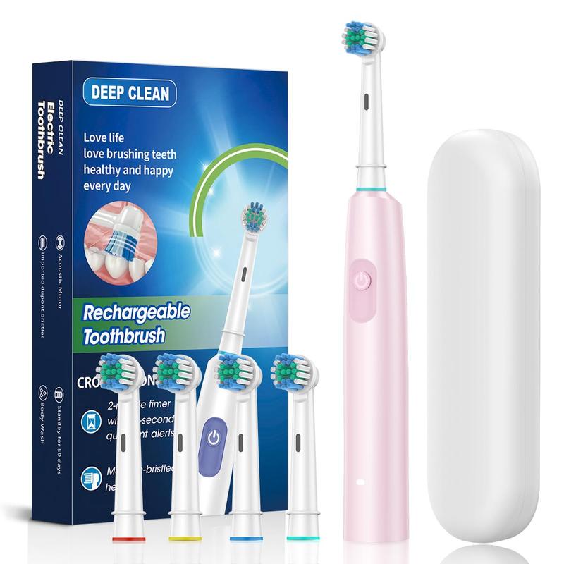 Rechargeable Electric Toothbrush Set, Comfort Deep Cleansing Toothbrush with Replacement Brush Head & Travel Box, Oral Care Toothbrush for Adults, Christmas, Christmas Gift