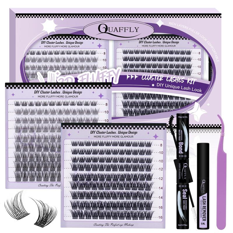 Mixed Length Individual False Eyelashes & Eyelash Glue & Tweezers & Eyelash Remover, 216pcs Natural Look Eyelashes, Eye Makeup Product for Women & Girls, Christmas Gift