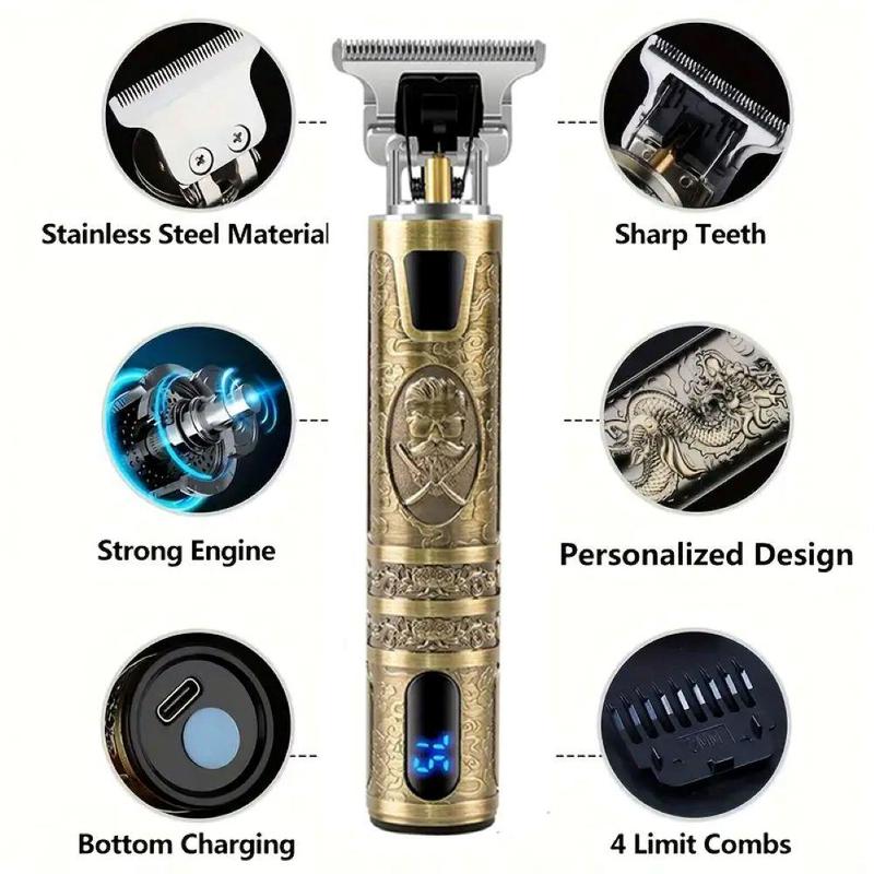 Electric Hair Trimmer with LED Display, USB Rechargeable Hair Clipper with Limit Combs, Professional Hair Trimmer for Men, Barber, Stylist, Barbershop, Salon, Christmas Gift