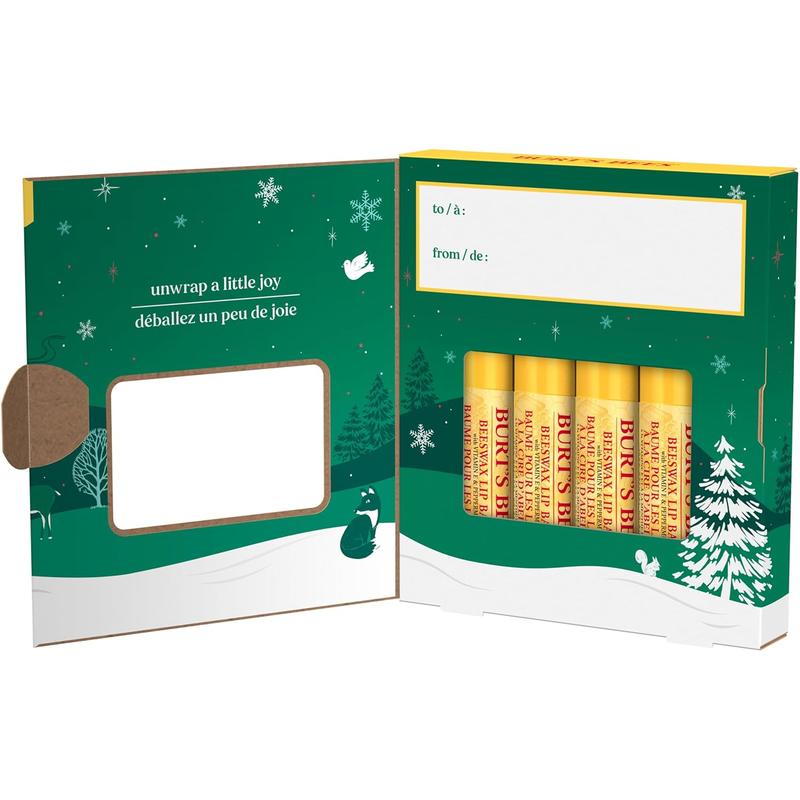 Burt’s Bees Christmas Gifts, 4 Lip Balm Stocking Stuffers Products, Beeswax Bounty Classic Set - Original Beeswax Moisturizing Lip Balm (4-Pack)