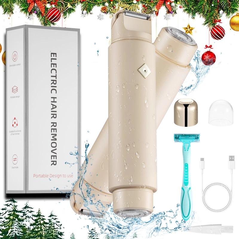 Christmas Gift, Electric Bikini Trimmer for Women, Rechargeable 2-in-1 Body and Facial Hair Removal, Waterproof Hair Shaver and Razor, Dual Head Wet Dry Use Trimmer, Gift for Girlfriend