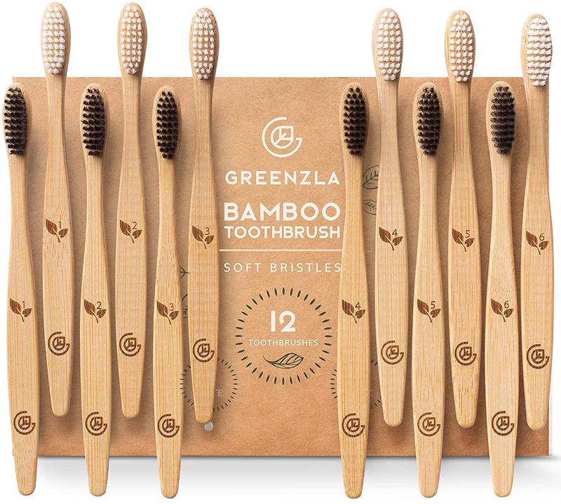 Bamboo Toothbrushes (12 Pack) | BPA Free Soft Bristles Eco-Friendly, Natural Toothbrush Set Biodegradable & Compostable Charcoal Wooden