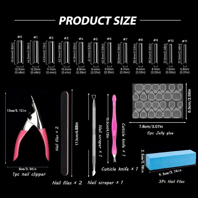 Nail Art Kit, Nail Clipper & Cuticle Pusher & Gel Nail Art Fork & Nail Files & Buffer Block & Jelly Glue, Professional Nail Art Tools for Nail Extension