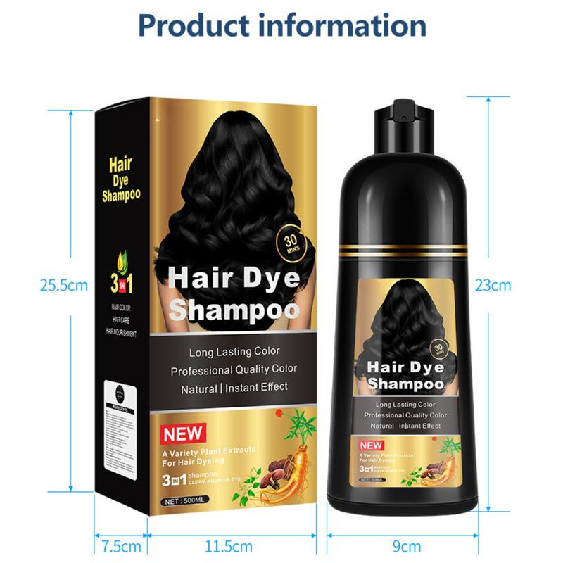 Hair Dye Shampoo 3 in 1 Instant Hair Color + 100% Grey Coverage - Herbal Ingredients, Gentle and Nourishing Formula, Long-lasting Shine, Easy to Use, Perfect for All Hair Types Haircare