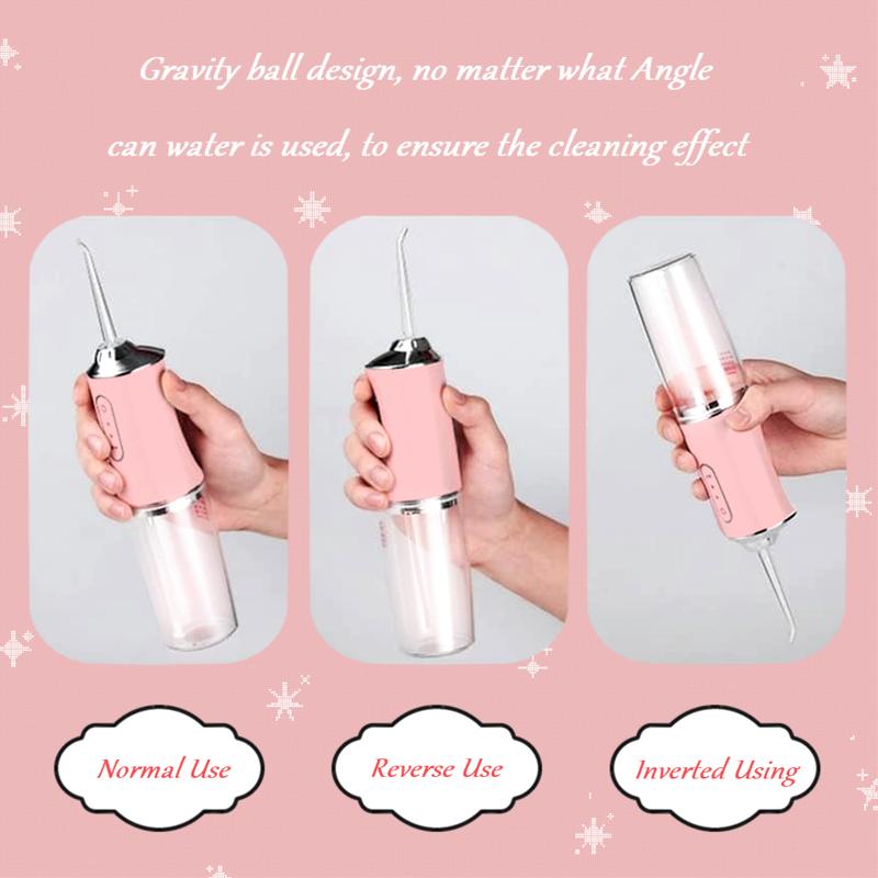 ETHME Christmas Gifts Pink Burst Water Flosser Portable Teeth Cleanser for Braces, Upgraded Cordless with 230ML Water Tank for Home and Travel Oral