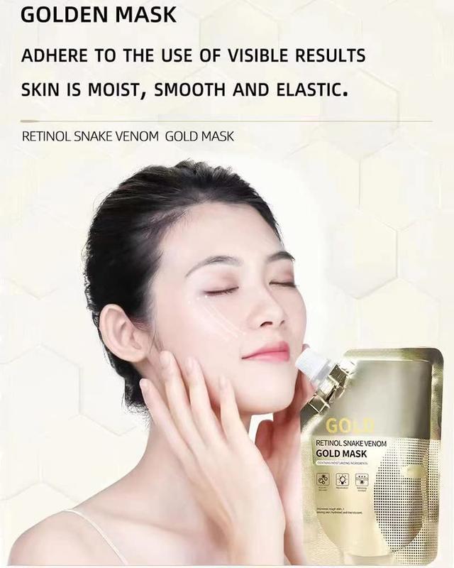 Retinol Snake Venom Gold Mask, Gold Peel off Mask, Gold Anti Aging Face Mask For Flawless Skin, Anti Wrinkles & Reduce Fine Lines, Clear Acne, Minimize Pores, Moisturizing, 100g Skincare Golden Peptide Comfort Skin Repair Glycerin