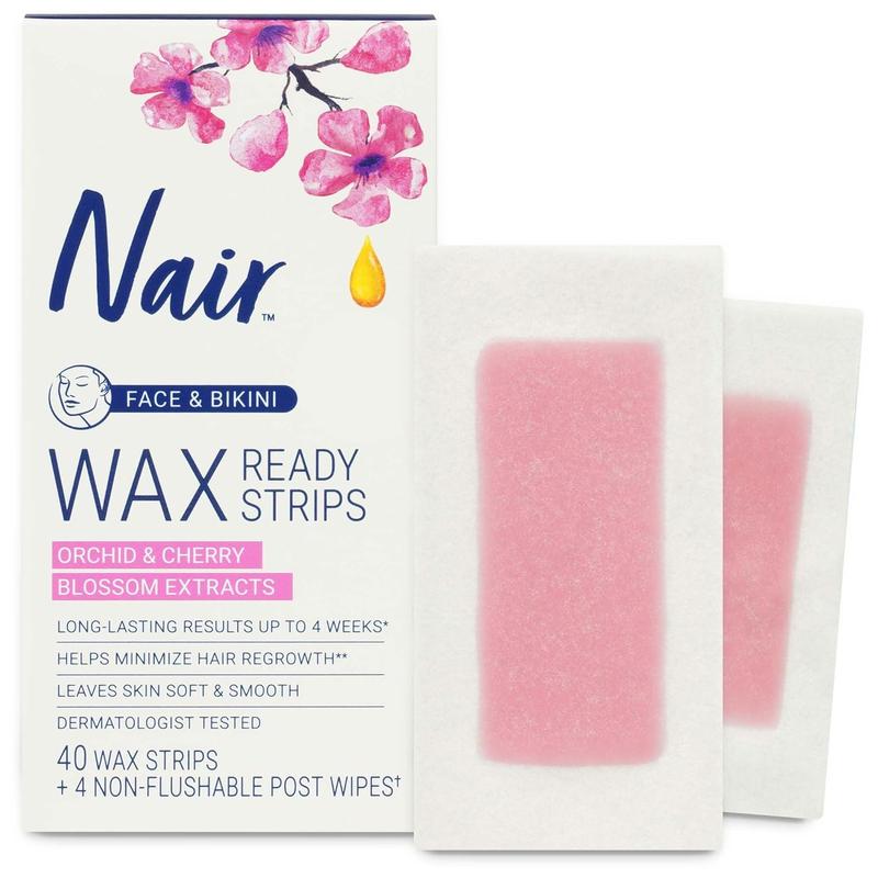 Nair Hair Remover Wax Ready Strips, 40 Count - Face and Bikini Hair Removal Wax Strips