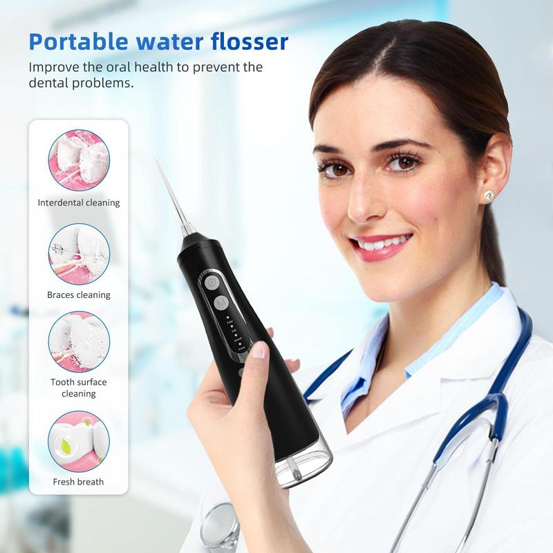 Travel Essential Water Flosser, Cordless Water Flosser, Waterproof Portable Flosser with 4 Modes 4 Tips, Dental Care, Waterproof Oral Cleaner, Rechargeable Powerful Dental Oral Cleaner, Limited Time Offer Perfect Winter Gift, Christmas, Fall