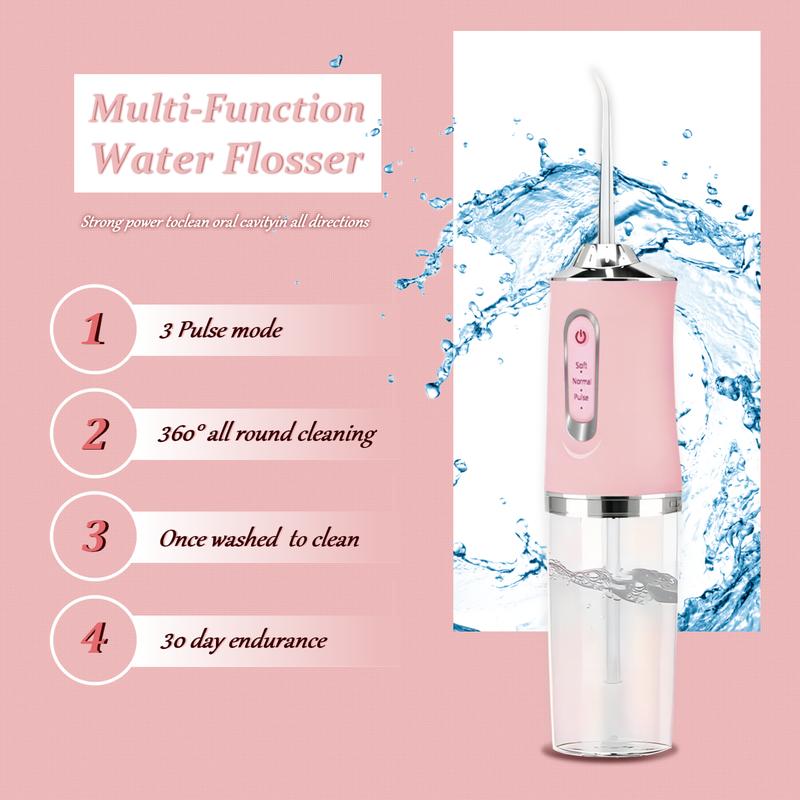 ETHME Christmas Gifts Pink Burst Water Flosser Portable Teeth Cleanser for Braces, Upgraded Cordless with 230ML Water Tank for Home and Travel Oral