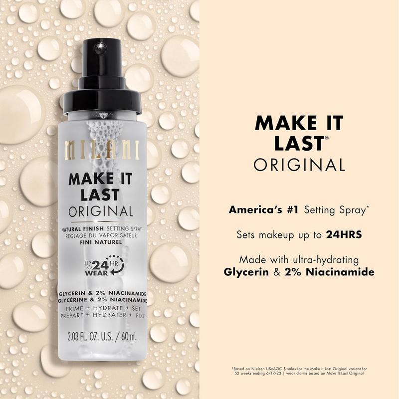 Make It Last Original - Natural Finish Setting Spray 3-in-1 Setting Spray and Primer- Prime + Correct + Set Makeup Finishing Spray and Primer - Long Lasting Makeup Primer and Spray 2.03 Fl. Oz Dewy Radiance Cosmetic