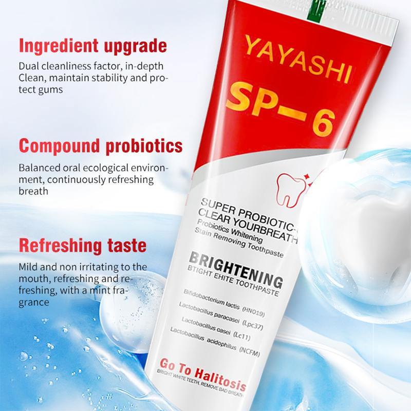 SP6 Probiotics Toothpaste , teeth healthy Management,Fresh Breath Remove smoke stains, with Sodium Saccharin and Lactobacillus, Hydroxyapatite, Free of Fluoride, Hydroxyapatite, Anti, Whitening Toothpaste, Family pack,Gift  toothpaste spit everywhere Oral