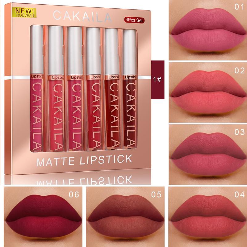 Long-lasting Matte Lipstick, 6 Counts set Water Proof Matte Lip Balm, Easy Coloring Lip Sticks, Suitable for All Occasions Lip Makeup, Girls and Women Makeup Accessories, Christmas Gift