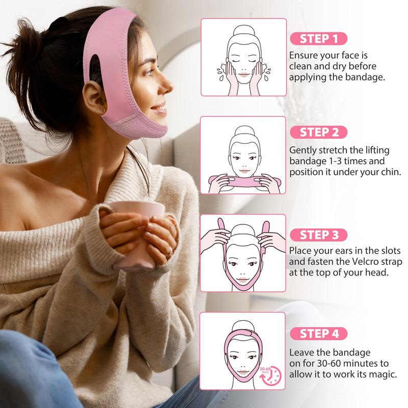 V Line Facial Bandage, 2 Counts set Adjustable Breathable Lifting and Firming Strap for Face, Skin Care Tool for Women