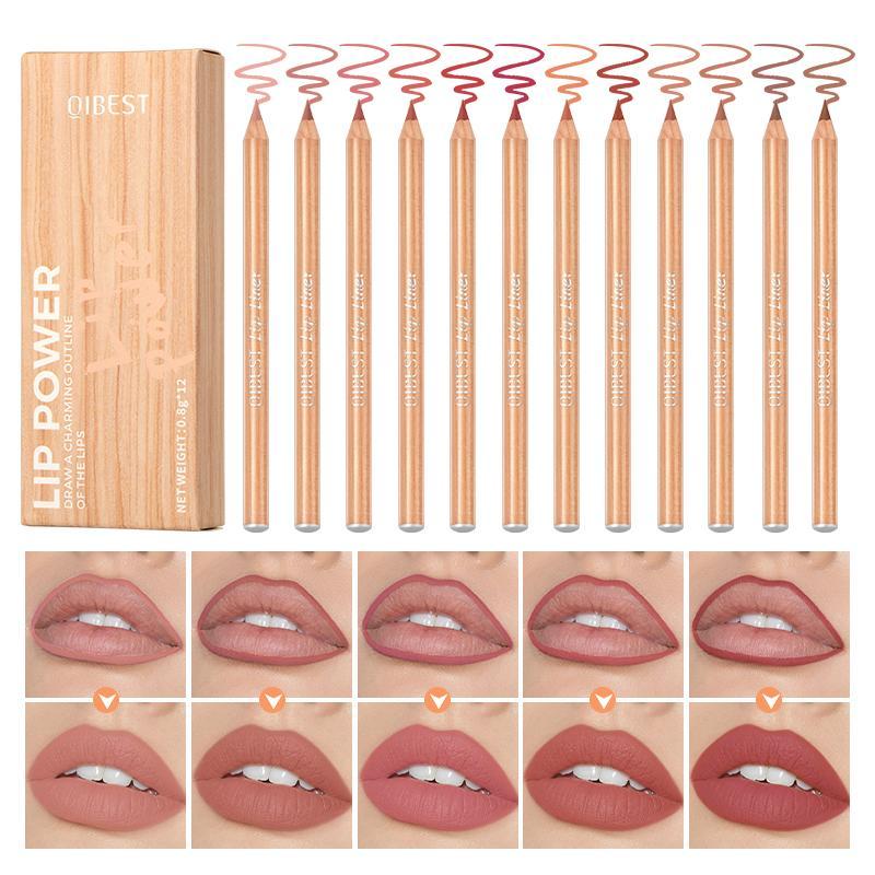 Long Lasting Lip Liner Set, 12pcs set Waterproof Matte Lip Pencil, Easy Coloring Lip Liner Pen, Suitable for All Occasions Lip Makeup