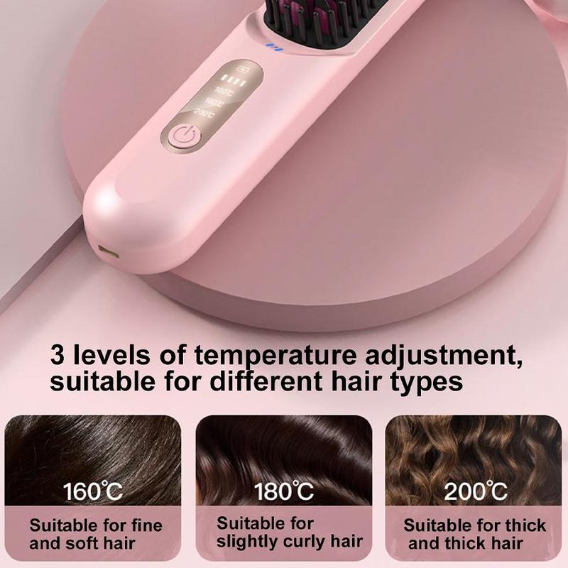 Portable Hair Straightening Comb, 1 Box Rechargeable Hair Straightener, Hair Styling Tool for Women & Girls for Home & Salon Use, Winter & New Year Gift