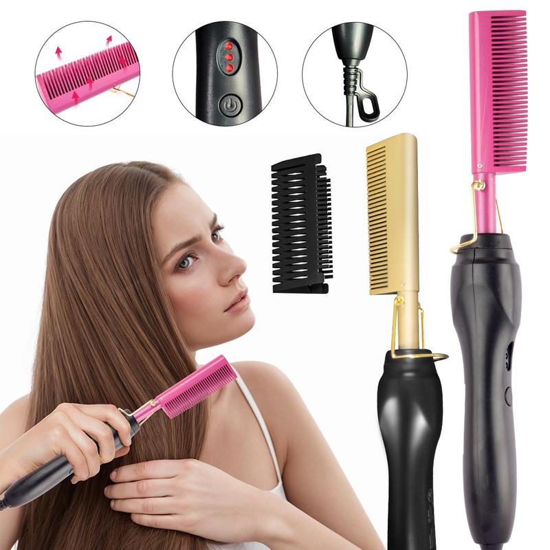 Electric Hair Straightener, Multifunctional Hair Straightening Comb, Dry Wet Dual Use Hair Press Comb, Hair Styling Tool for Home & Salon Use, Christmas Gift