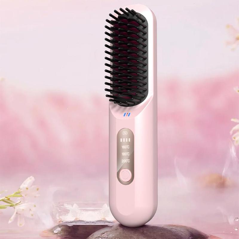 Portable Hair Straightening Comb, 1 Box Rechargeable Hair Straightener, Hair Styling Tool for Women & Girls for Home & Salon Use, Winter & New Year Gift