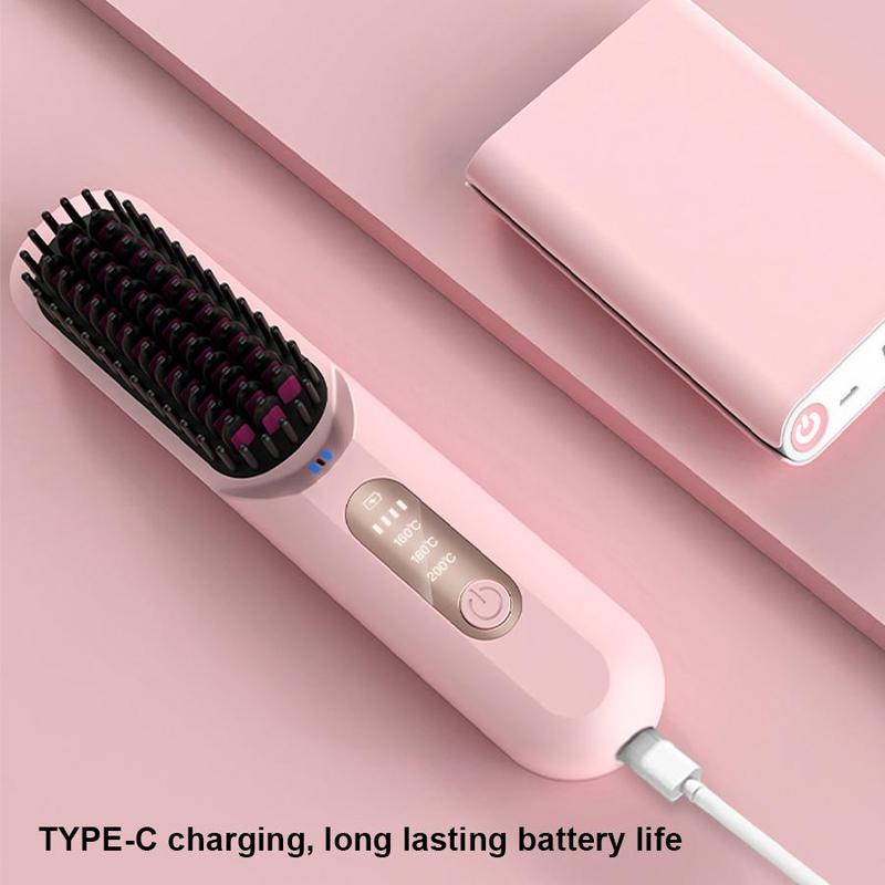 Portable Hair Straightening Comb, 1 Box Rechargeable Hair Straightener, Hair Styling Tool for Women & Girls for Home & Salon Use, Winter & New Year Gift