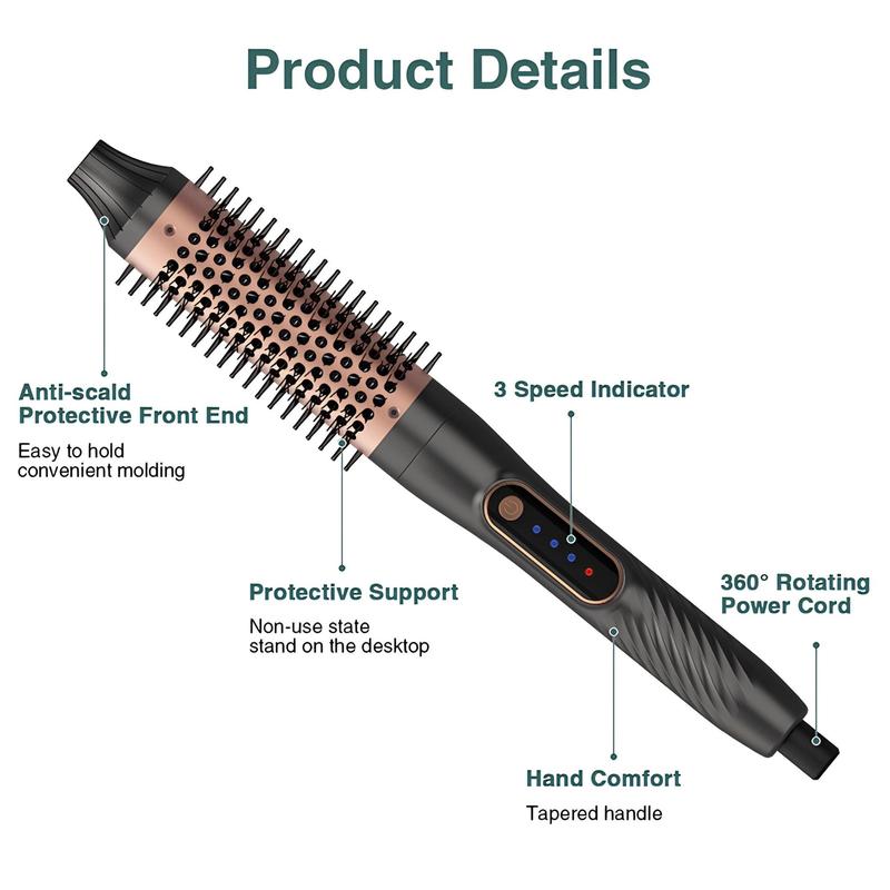 Electric Heating Curling Comb, Anti-scald Round Hair Styling & Volumizing Brush, Ceramic Heated Hair Curling Brush, Curling and Straightening Dual Purpose Comb