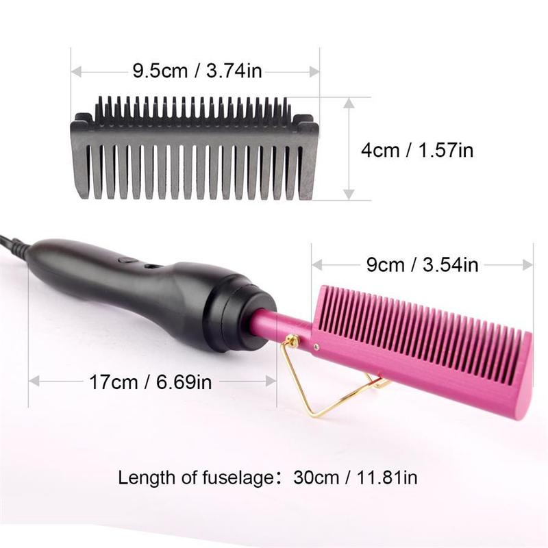 Electric Hair Straightener, Multifunctional Hair Straightening Comb, Dry Wet Dual Use Hair Press Comb, Hair Styling Tool for Home & Salon Use, Christmas Gift