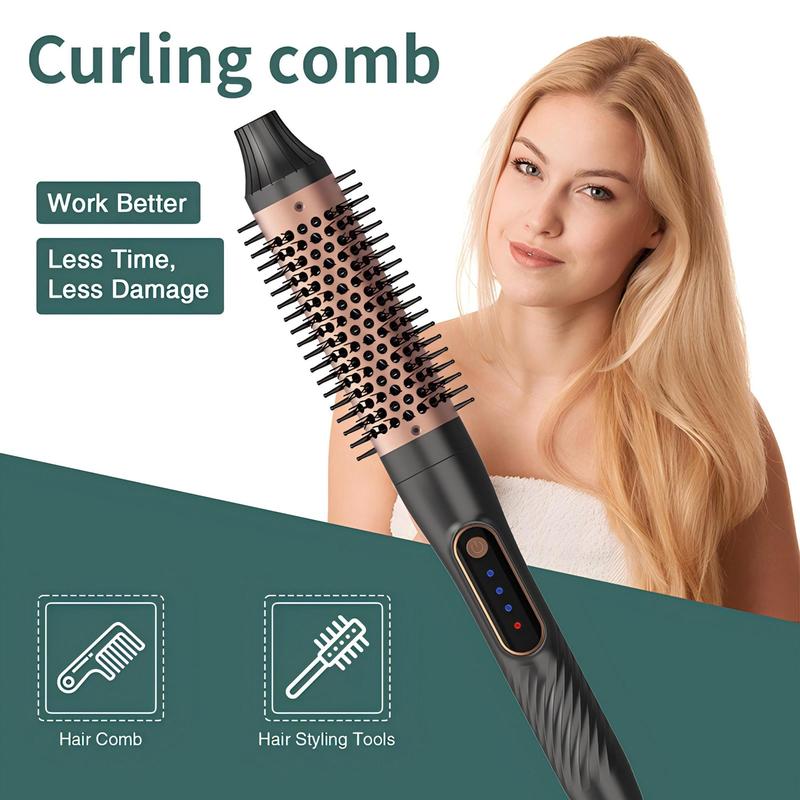 Electric Heating Curling Comb, Anti-scald Round Hair Styling & Volumizing Brush, Ceramic Heated Hair Curling Brush, Curling and Straightening Dual Purpose Comb