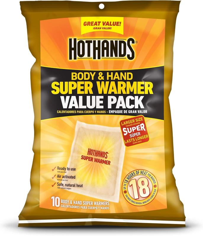 Body & Hand Super Warmers - Natural Odorless Air Activated - Up to 18 Hours of Heat - 10 Individual