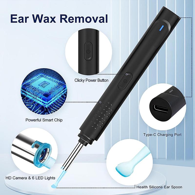 USB Rechargeable Smart Visual Ear Cleaner with Camera, 1 Box Intelligent Visual Ear Scoop, Earwax Removal Tool Kit for Humans and Pets