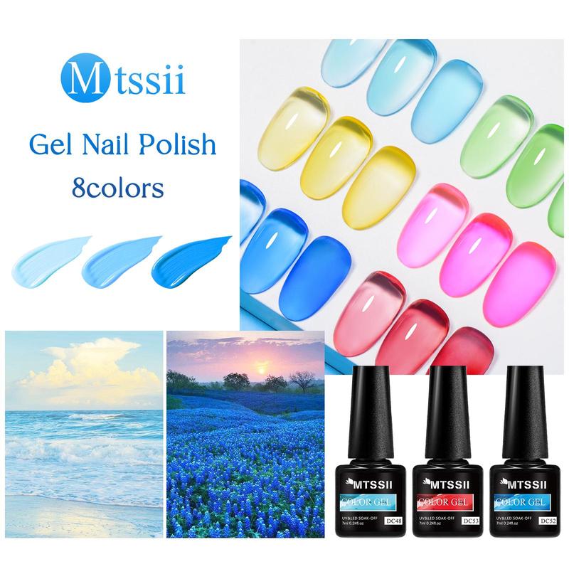 Jelly Gel Nail Polish Set, 8 Counts set Long-lasting Gel Nail Varnish for Women & Girls, DIY Nail Art Supplies for Home Salon, Christmas Gift