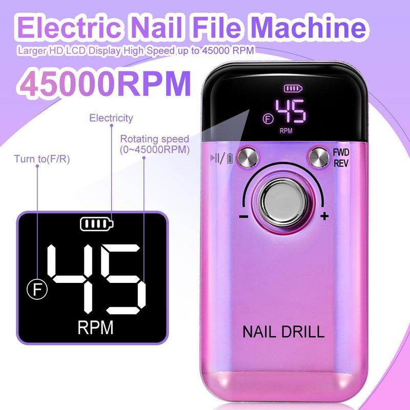 Professional Cordless Electric Nail Drill Kit for Christmas Gift, 1 Box Portable Low Noise Nail Drilling Machine & Nail Drill Bits & Accessories, Manicure & Pedicure Tool for Home & Salon Use