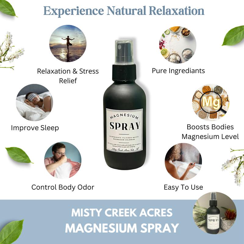 Pure Magnesium Spray - Fragrance-Free and Rejuvenating 4 Ounces Body Care Gentle Soothing Comfort Skin Repair No Scent body care