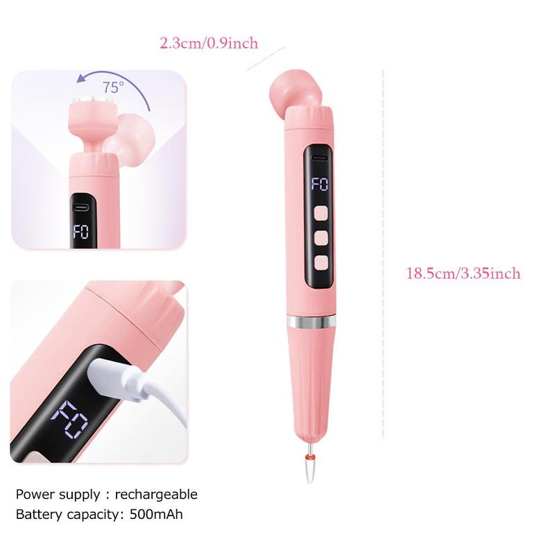 2 in 1 Electric Nail Drill, 1 Set Portable Rechargeable Nail Polisher with Light, Professional Manicure Tool for Salon & Home Use