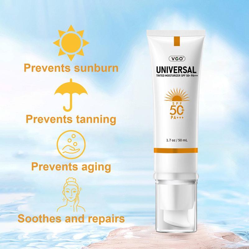 VGO Moisturizing Sun Cream SPF 50 PA+++ 48g Facial Skincare Sunscreen Makeup-A1 Lightweight Radiant Case Lactic Radiance Comfort