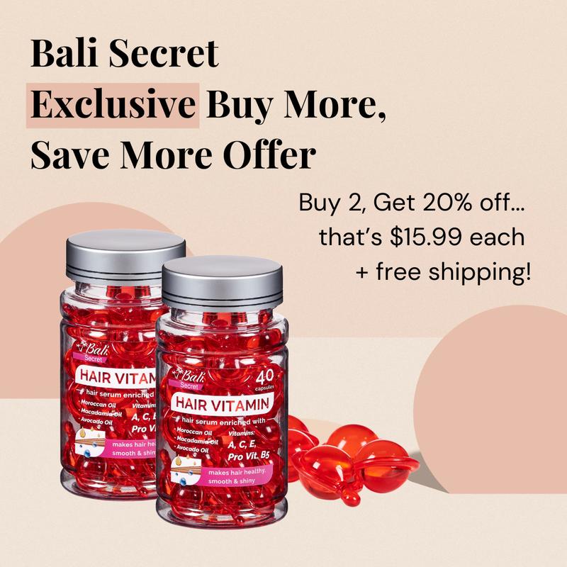 Bali Secret Serum by Hussell Hair - The Original Bali Secret, No Rinse Hair Serum with Argan, Macadamia, Avocado Oils - Vitamins A,C,E Pro B5