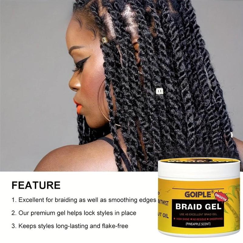 100g Coconut Oil Hair Styling Gel, Pineapple Flavored Moisturizing & Shining Hair Braiding Gel, Edge Control Hair Styling Product