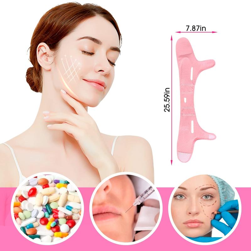 Reusable V Line Lifting Mask, Face Lifting Strap, Beauty Device, Face Strap, Face Slimming Chin Strap, Chin Strap for Women and Men, Breathable & Comfortable-Pink Skincare