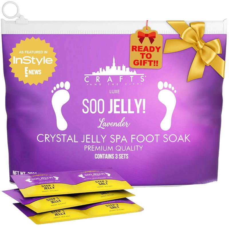 Crafts And The City SOO Jelly Pedicure Packs - Pedicure Foot Soak For Feet - Moisturizing Jelly Spa Pedi Soak - Foot Spa Bath Soak For Soaking - Pedicure Foot Gel To Relax Sore Feet - Gift Kit Masks