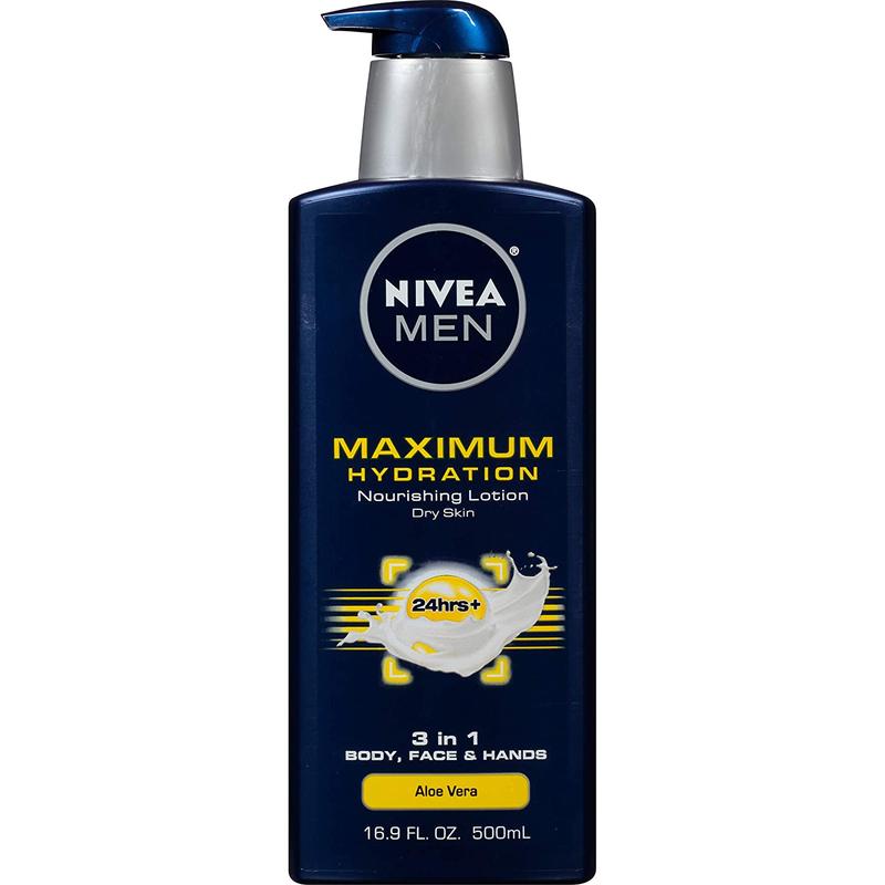 NIVEA MEN Maximum Hydration 3-In-1 Nourishing Body Lotion with Aloe Vera, Body Lotion for Men with Dry Skin, 16.9 Fl Oz Bottle no brand