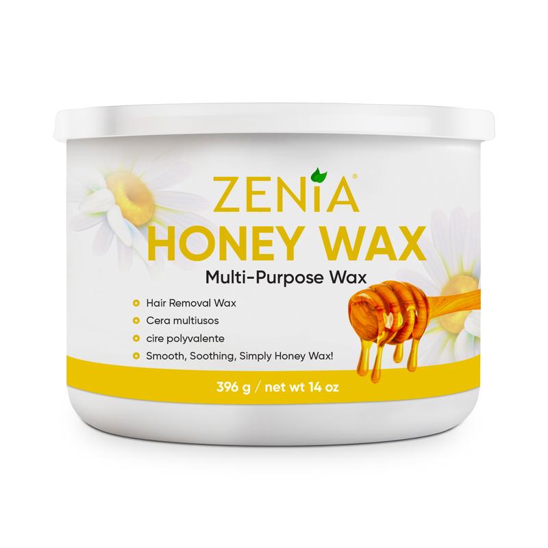 Zenia Honey Wax 14oz - Gentle Hair Removal Soft Wax for All Skin Types - Perfect for Full-Body Use Including Legs, Arms, Bikini, and Face Body Care Comfort