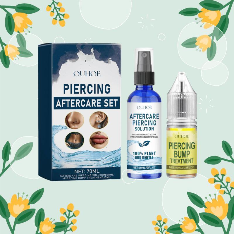 Piercing Aftercare Set, 1 Box Gentle Cleaning Ear Hole Care Liquid & Drops, Non-electric Ear Wax Removal Products for Women & Men, Christmas Gift