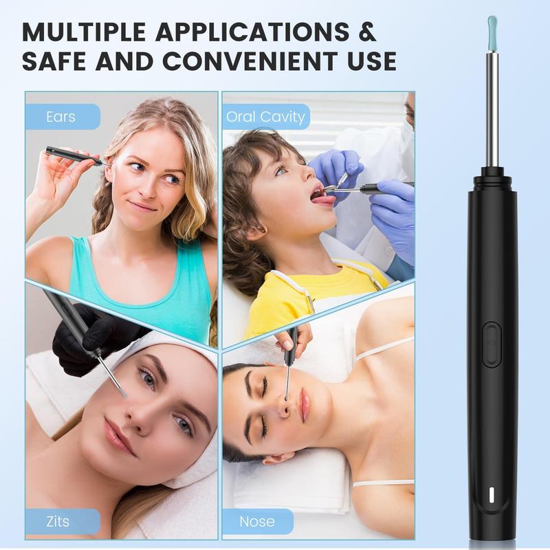 Ear Wax Removal,Ear Wax Removal Tool with 1296P HD Camera and 6 LED Lights, Ear Cleaner with 6 Ear Pick, Upgrade Ear Wax Removal Tool for iOS and Android, Black