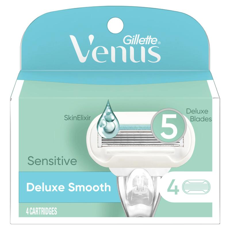 Deluxe Smooth Sensitive Women's Razor Blade Refills, 4 Count