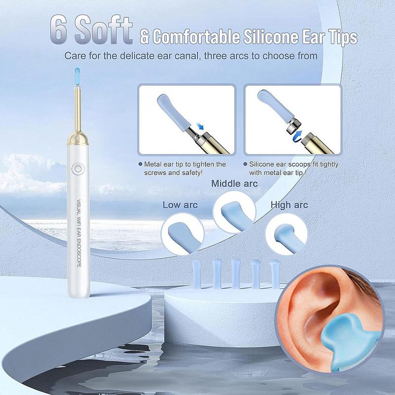 Wireless Visual Ear Pick, 1 Box Ear Cleaner with Camera, Ear Wax Removal Tool with Light, Ear Wax Removal Tool for Tablets and Smartphones