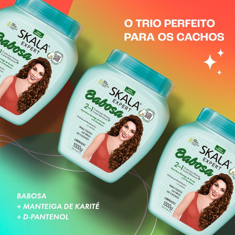 SKALA BABOSA ALOE VERA - For Dry and Messy, Curly or Super Curly Hair - 2 in 1 Conditioning Treatment Cream - Net 35.27 Oz (Pack of 1)  100% VEGAN