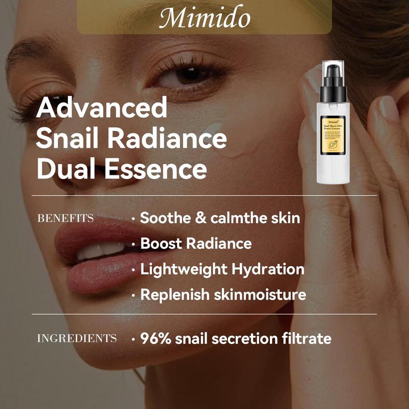 96% Snail Secretion Filtrate Essence, Moisturizing Facial Serum for Soothing Dry Skin, Hydrating Facial Care Products for Women